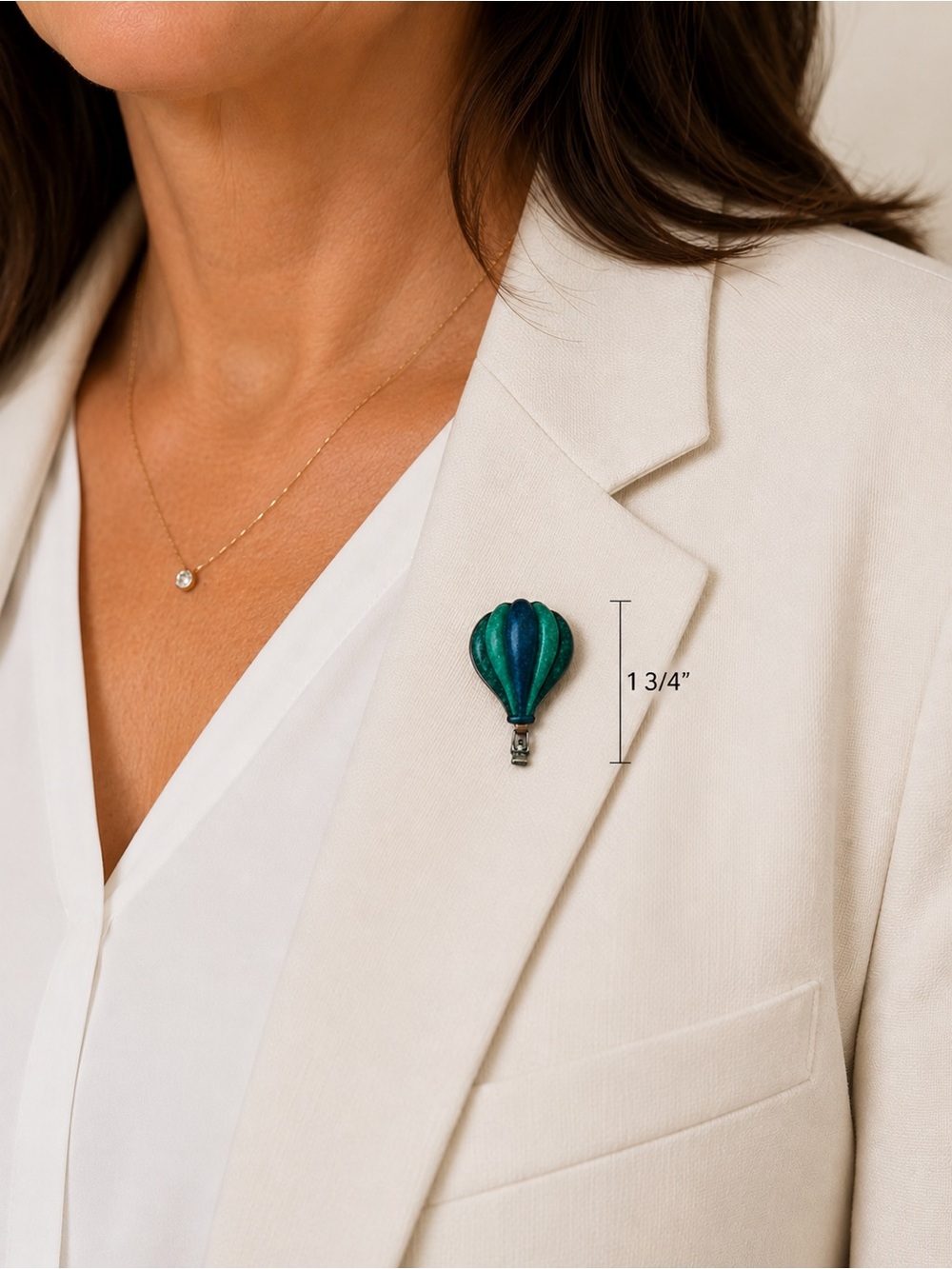 Retired-Carolyn Pollack  Sterling Silver Inlay Hot Air Balloon Brooch Pendant